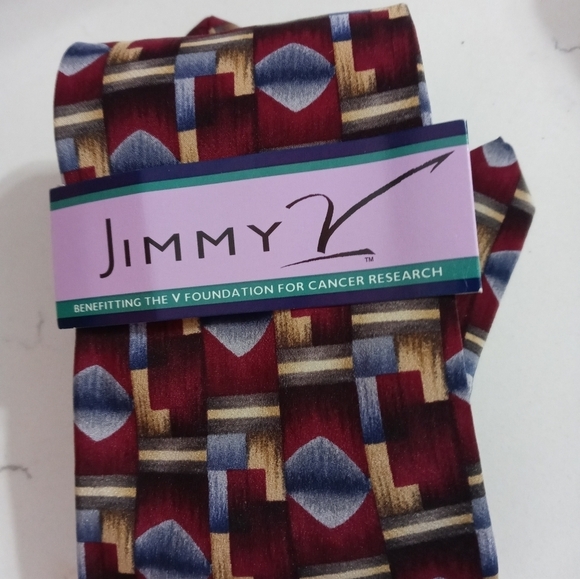 Jim Valvano Stonehenge 2nd Collection 100% Silk Geometric Pattern Necktie - Picture 7 of 7
